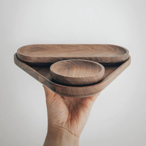 Premium Walnut Wood Valet Tray Set - Handcrafted Organizer for Keys, Wallet & Jewelry | Stylish Desktop & Nightstand Decor for Home & Office