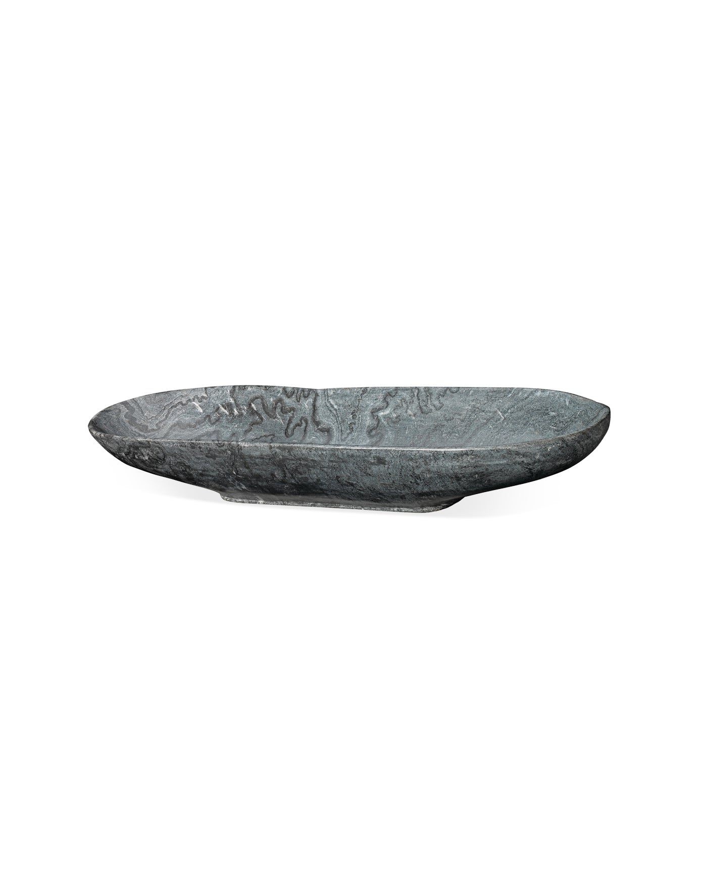 Elegant Long Oval Bowl in Grey Marble - Perfect for Home Decor, Kitchen Serving, and Dining Table Centerpiece