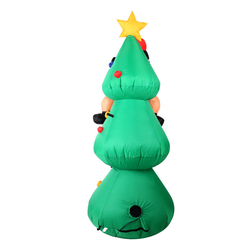 1.8M Christmas Inflatable Santa on Tree with LED Lights - Outdoor Holiday Airblown Decor for Yard, Garden, and Front Lawn Xmas Decoration