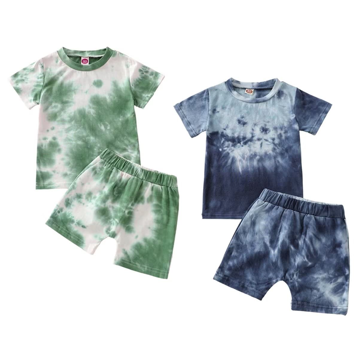 4-Piece Tie Dye Shirt & Shorts Set for Toddler Boys | Summer Outfits & Clothes | Playtime, Beach & Outdoor Activities