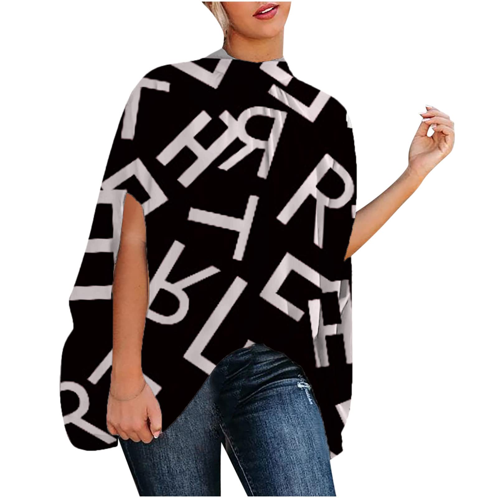 Women's Summer Elegant Flowy Batwing Sleeve Tops - Trendy Casual Vintage Loose Turtleneck Blouses for Women | Perfect for Beach Outings, Date Nights & Office Wear