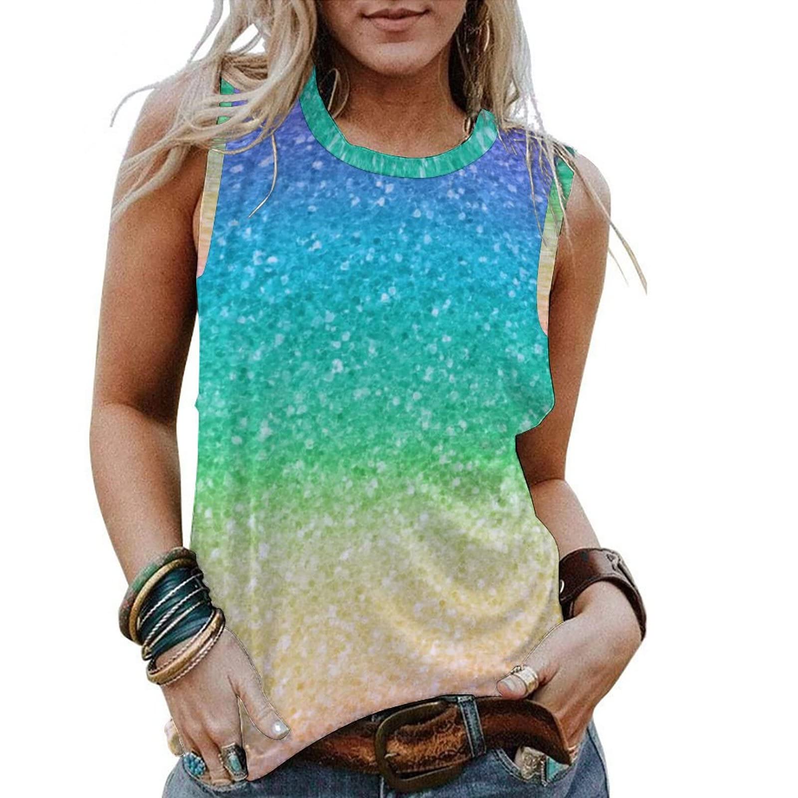 Women's Sequins Print Tank Top - Glitter Graphic Streetwear Tops for Casual Wear, Parties & Summer Outfits