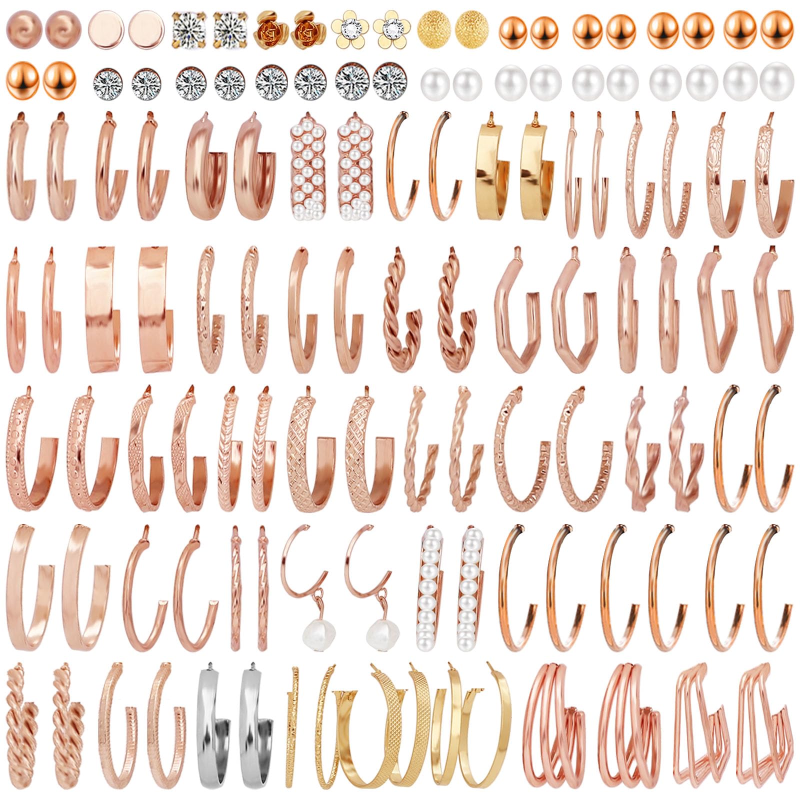 NEWITIN 10-Piece Hypoallergenic Earrings Set for Women - Fashion Studs, Hoops, Dangle & Pearl Earrings - Zircon & Cubic Zirconia Jewelry Gift Set | Perfect for Parties, Weddings & Everyday Wear