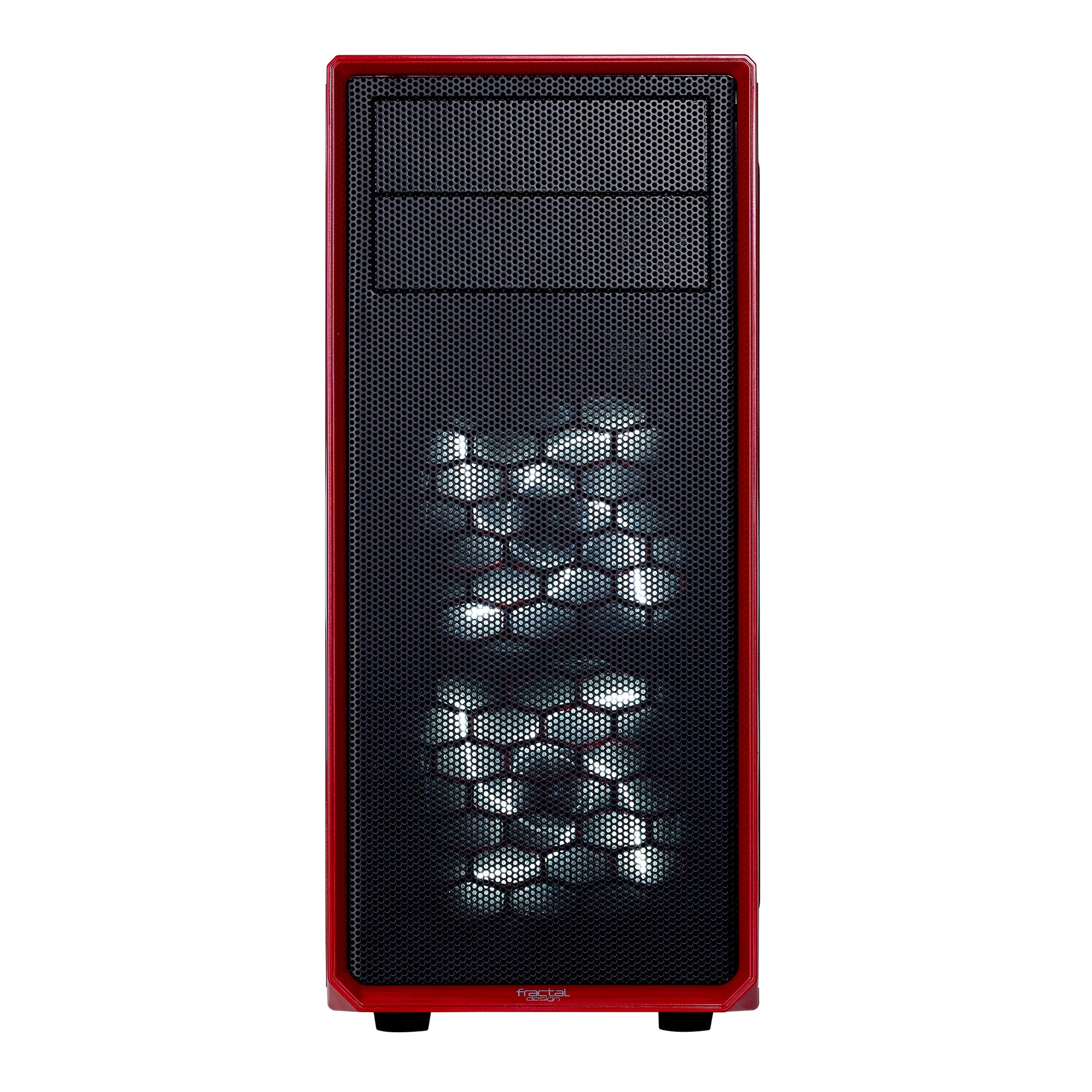 Fractal Design Focus G Mid Tower ATX Computer Case - High Airflow Gaming PC Case with 2X Silent LL Series 120mm White LED Fans, USB 3.0 & Window Side Panel (Red) - Perfect for Gaming Rigs & High-Performance PC Builds