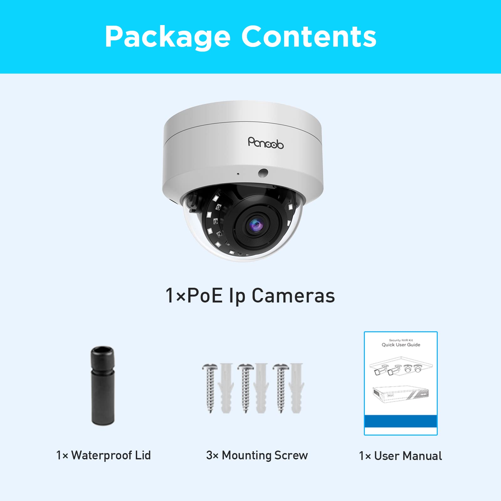 PANOOB 5MP UltraHD PoE Vandal Dome Security Camera - Indoor/Outdoor Wired IP Camera with Human Detection, Built-in Mic, IP67 Weatherproof, 2.8mm Lens, 100ft IR Night Vision (Model PD54A1-5M) - Ideal for Home Security, Office Surveillance & Weatherproof Outdoor Monitoring