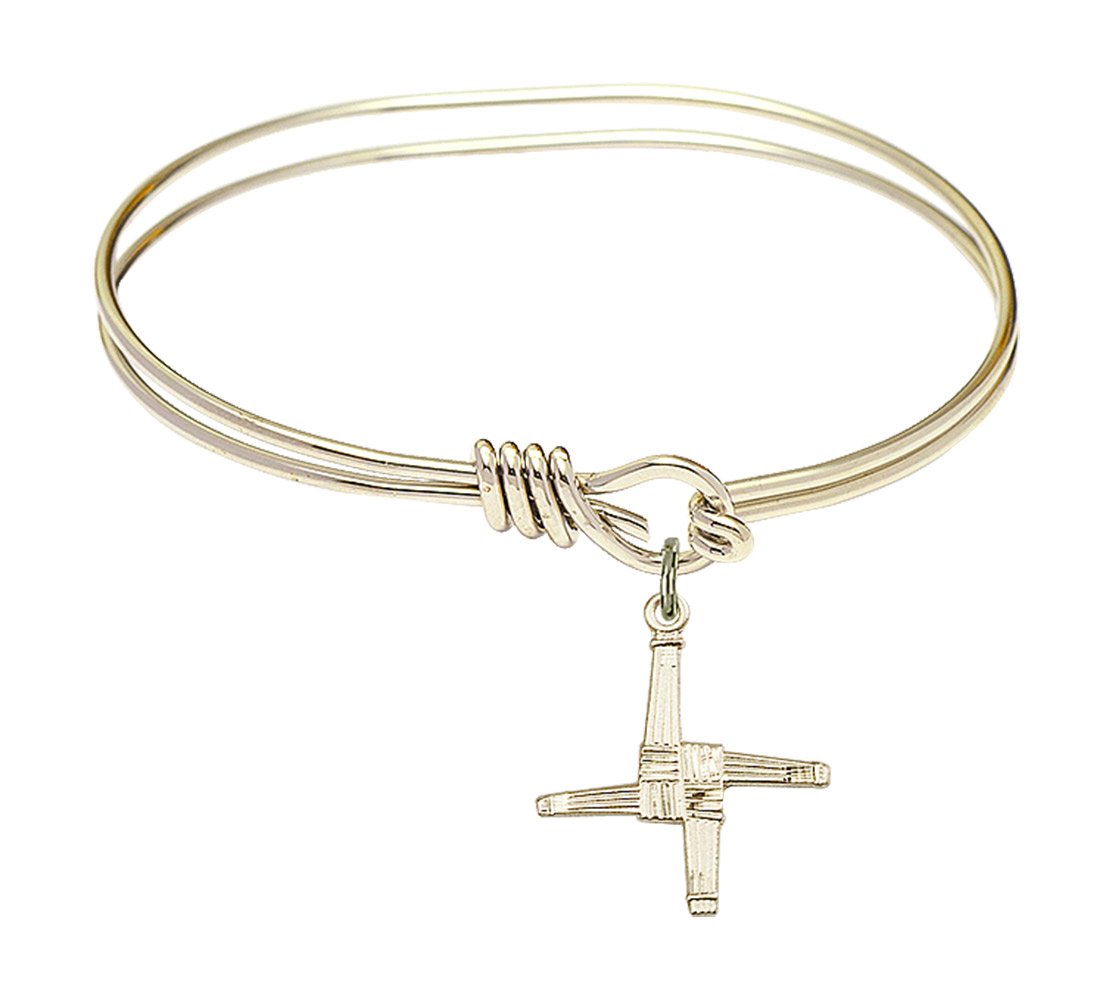 F A Dumont 5 3/4 Inch Oval Eye Hook Bangle Bracelet with St. Brigid Cross Charm - Elegant Irish Jewelry for Women, Perfect for Weddings, Parties & Everyday Wear