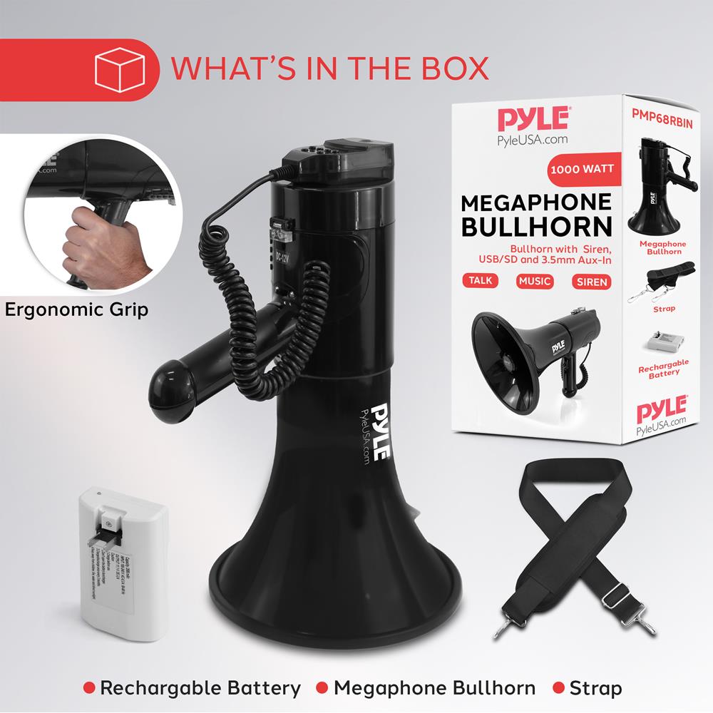 100Watt Portable Handheld Megaphone with Grip - Loud Bullhorn for Outdoor Events, Sports Games, and Emergency Announcements