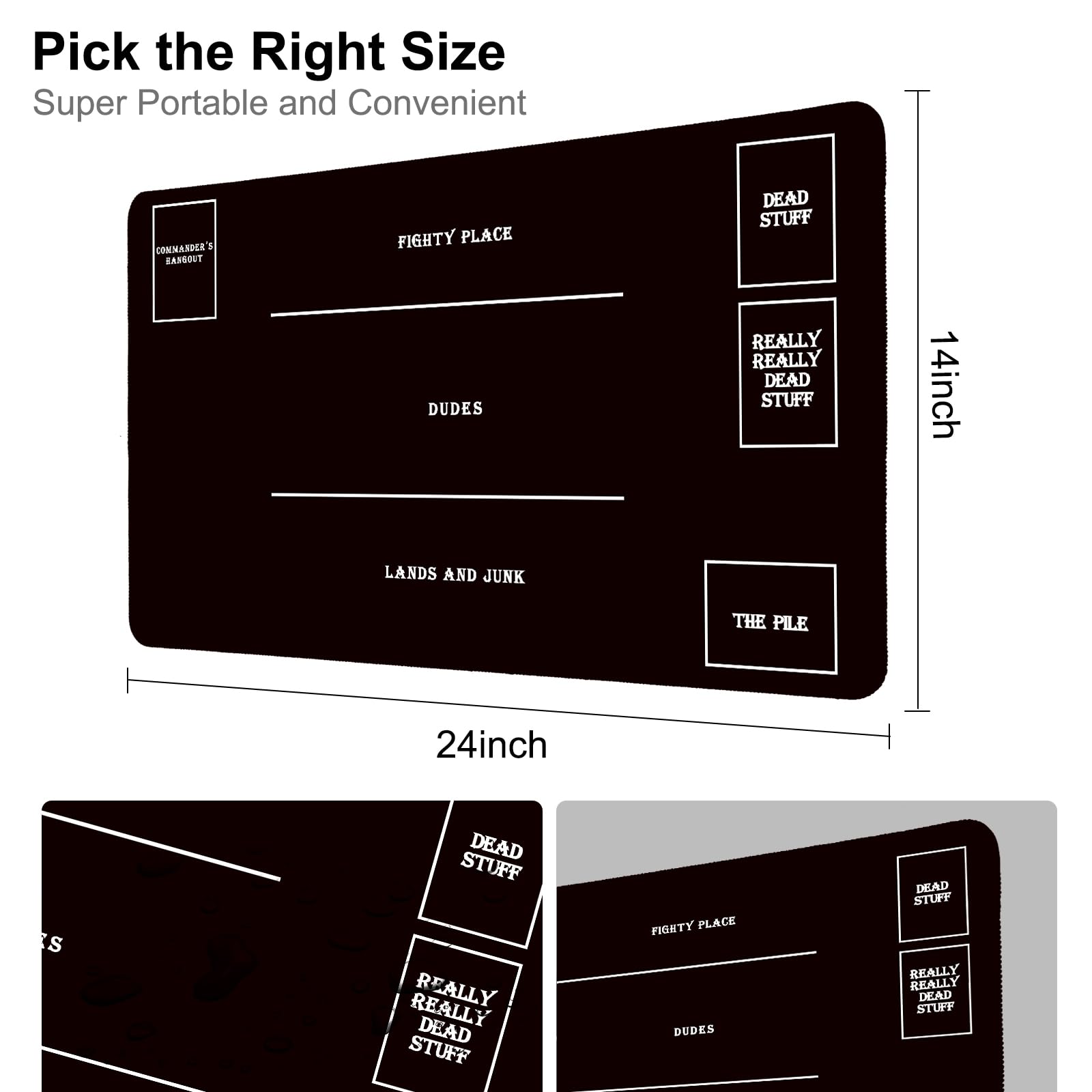 Premium Stitched MTG Playmats for Magic The Gathering - Non-Slip Gaming Mat with Protective Tube Case for MTG, Yu-Gi-Oh, and Card Game Tournaments - Perfect for Game Nights, Conventions, and Competitive Play (Black Zones Design)
