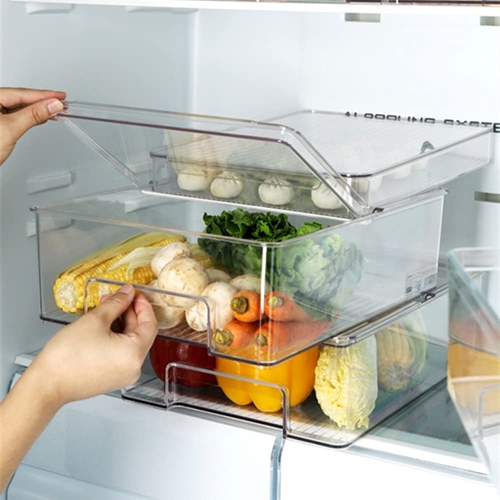 Plastic Food Storage Containers for Fridge & Freezer - Airtight Kitchen Organizer Bins for Fruits, Yogurt, Snacks, Pasta - Set of 2 | Perfect for Meal Prep, Leftovers & Pantry Organization