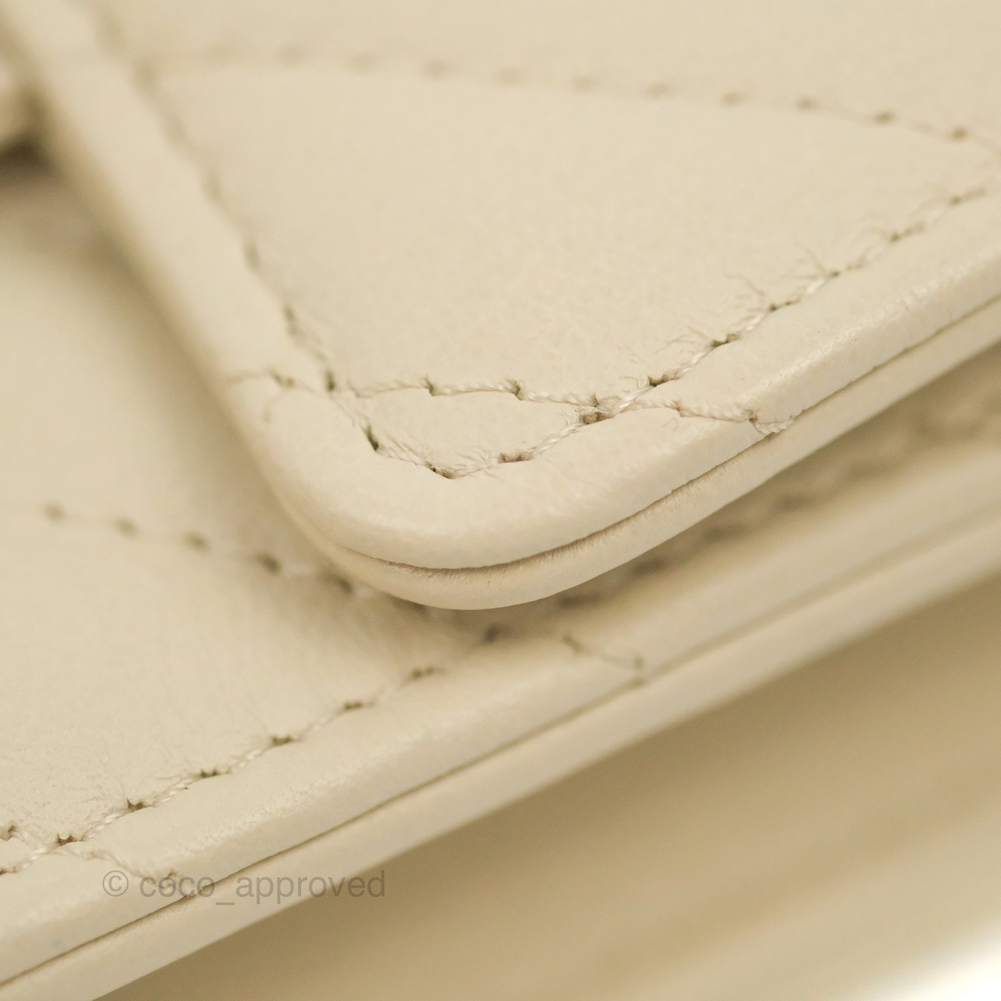 Chanel Chevron Clutch Bag with Chain - Ivory Calfskin Leather & Silver Hardware - Perfect for Evening Parties & Special Occasions