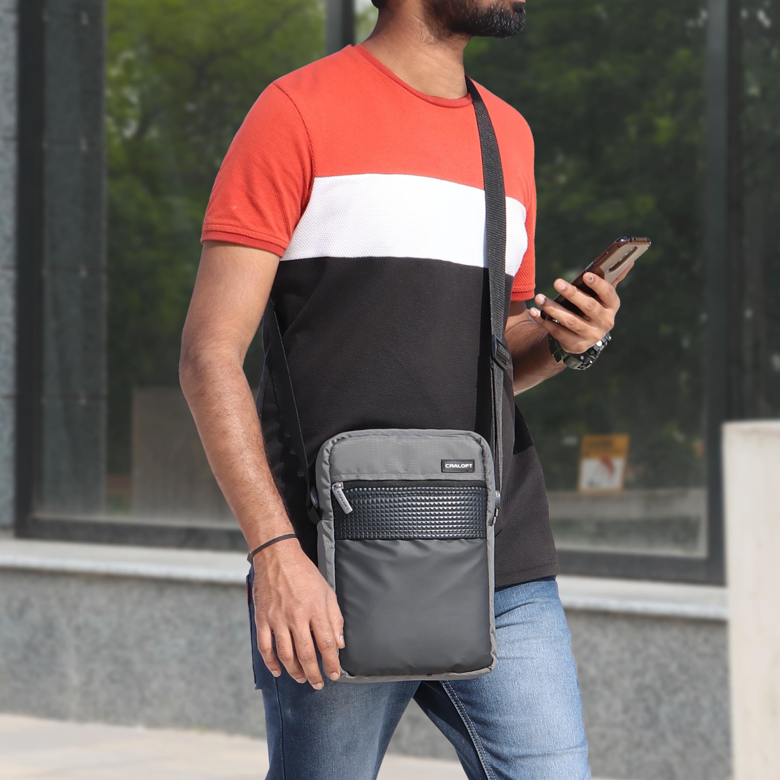 CRALOFT 11.5 Inch Polyester Sling Bag for Men - Crossbody Messenger Bag with Extra Spacious Storage for Tablet, Laptop & Essentials - Perfect for Office, Business Travel & Daily Commute