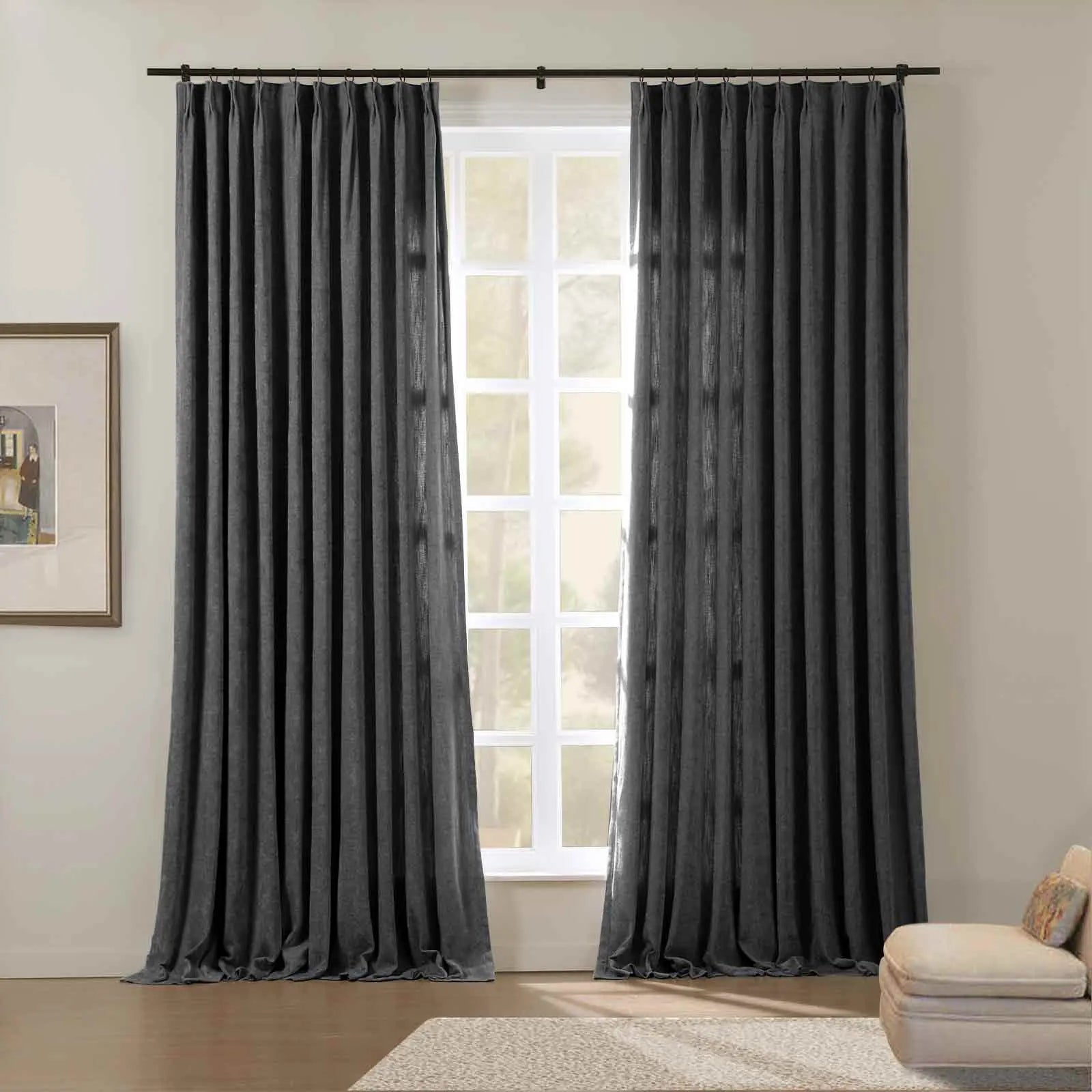 Premium Tino Heavyweight Chenille Pleated Curtains - Elegant Blackout Drapes for Living Room & Bedroom - Soft Textured Thermal Insulated Window Treatments for Home Decor