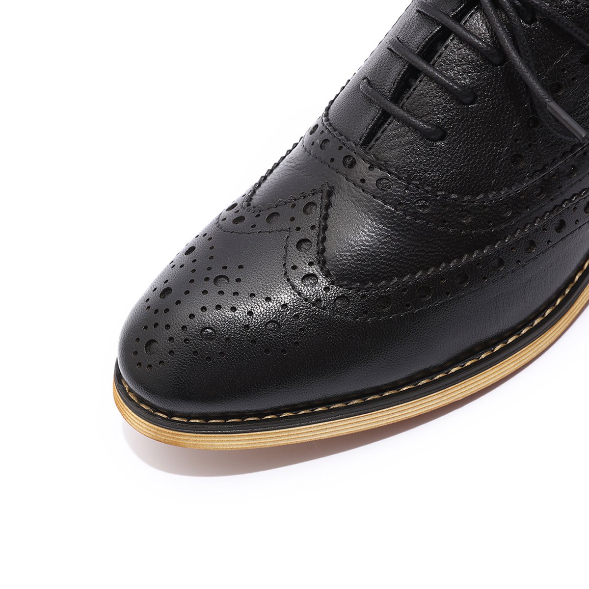 Stylish Women's Leather Perforated Wingtip Oxford Shoes - Breathable Lace-Up Brogue Dress Shoes for Ladies | Perfect for Office, Parties & Formal Occasions