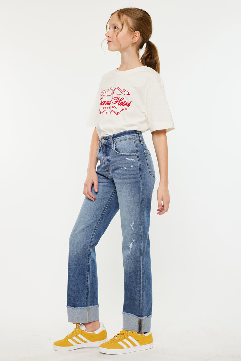 Nia High Rise Straight Jeans for Kids - Comfortable & Stylish Denim Pants for School, Play & Everyday Wear