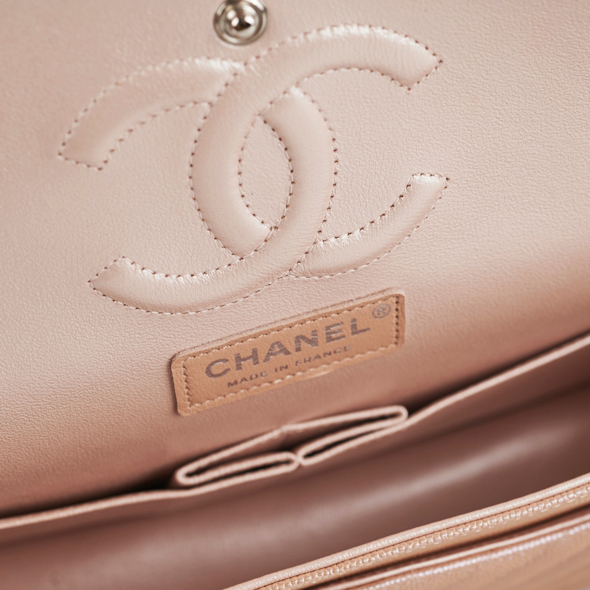 Chanel Medium Classic Double Flap Bag in Iridescent Rose Gold - 18B Collection | Luxury Handbag for Women, Evening Parties & Special Occasions