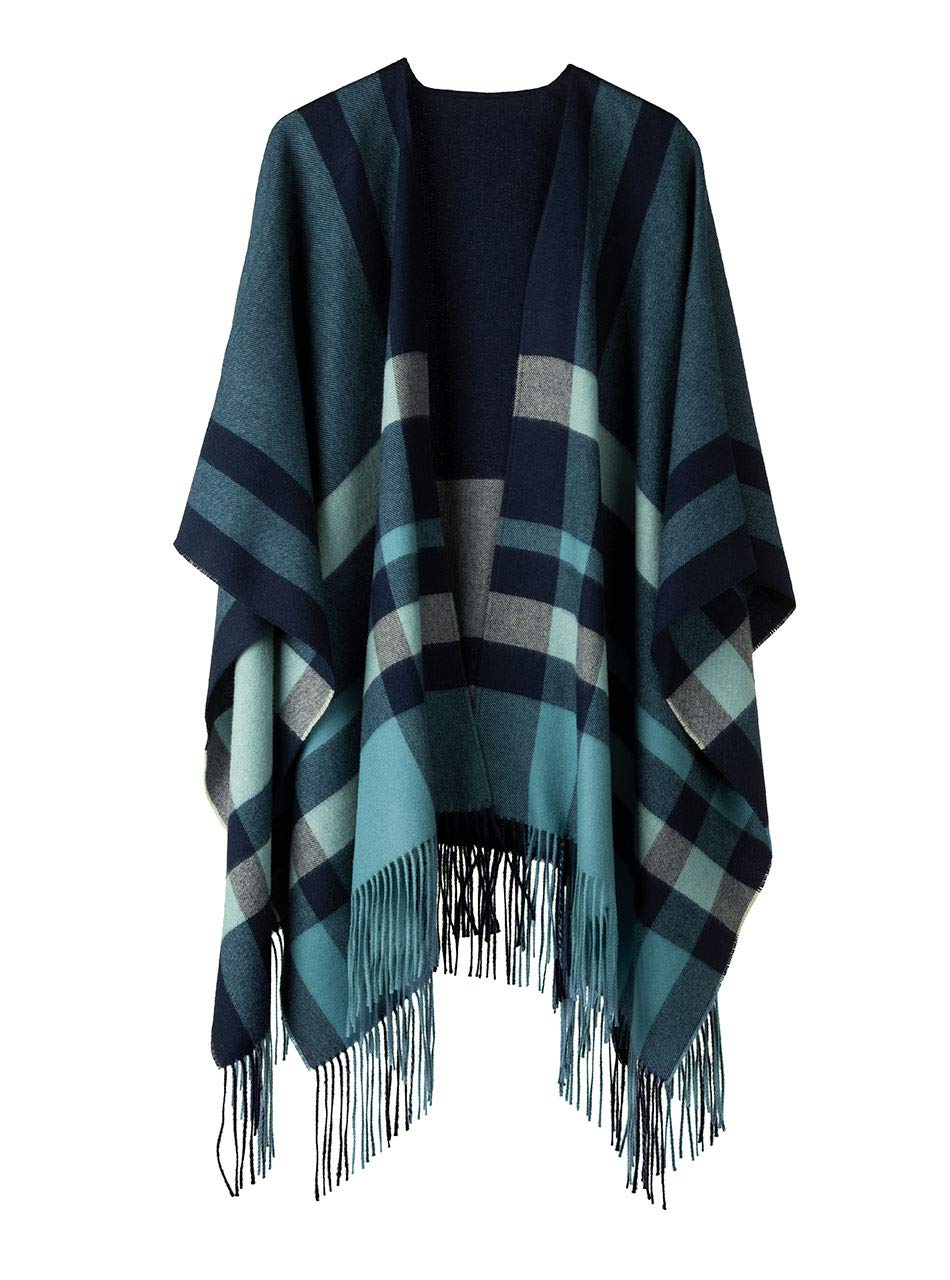 100% Baby Alpaca Wool Women's Kimono Style Shawl Wrap - Soft Plaid Blanket Scarf for Women, Winter Warmth, Cozy Loungewear, Perfect for Home, Office & Travel Accessories