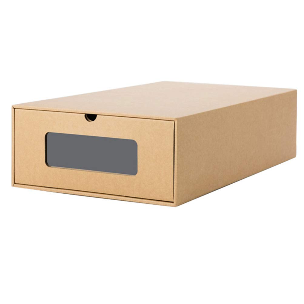 YARNOW 6-Pack Stackable Shoe Storage Boxes - Foldable Cardboard Shoe Organizer with Clear View Window (12.6x21x5.7 Inches) - Perfect for Closet, Underbed & Dorm Room Organization
