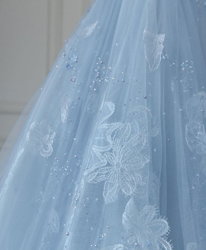 Elegant Blue Tulle Short Prom Dress with Lace Beading - Perfect for Homecoming, Prom Night & Special Occasions