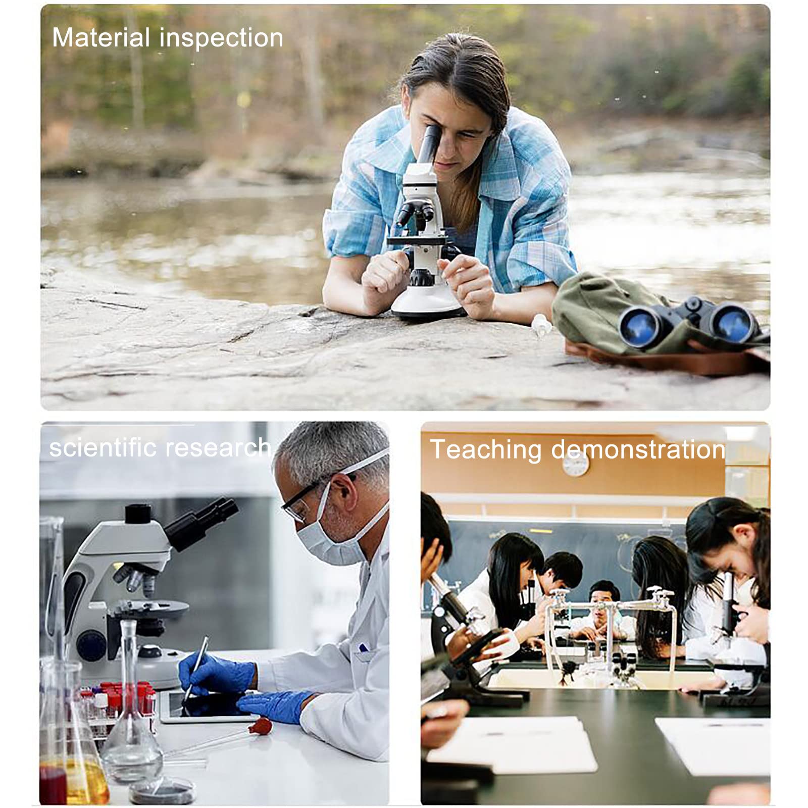 2000x Compound Microscope for Adults & Kids - Dual LED Illumination Microscope for Students, Home School & Laboratory Use - Science Education Microscope for Biology, Chemistry & Home Learning Experiments