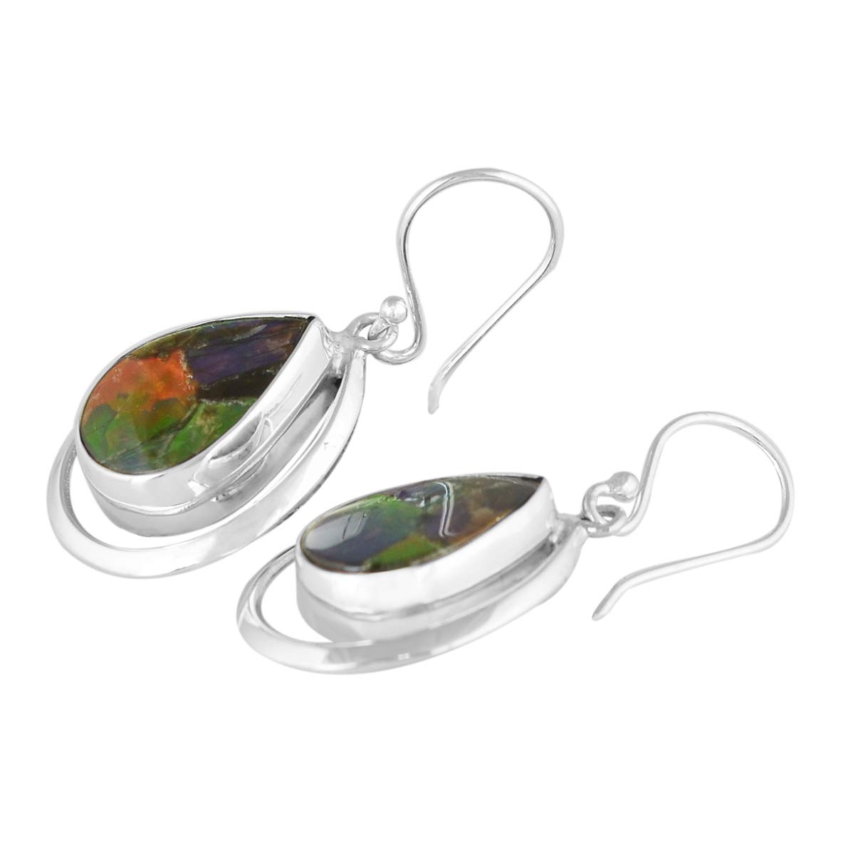 Starborn Ammolite Earrings for Women – Natural Gemstone Dangle Earrings – Elegant Jewelry Gift for Her – Perfect for Parties, Weddings & Special Occasions