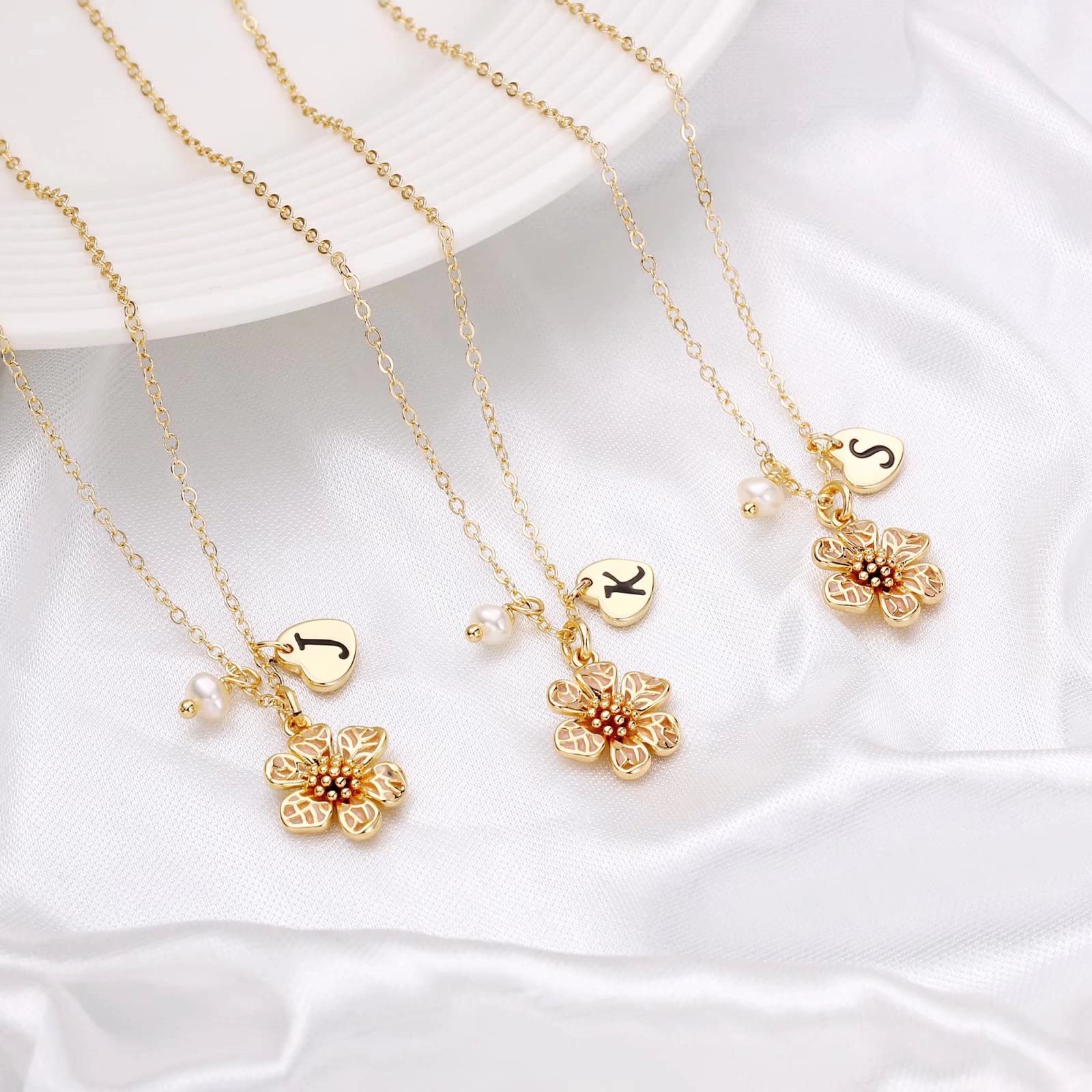 IEFLIFE 14K Gold Plated Heart Initial Necklace - Personalized Letter Pendant, Dainty Flower Girl Proposal Gift, Elegant Wedding Jewelry for Women & Girls | Perfect for Bridesmaids, Anniversaries, Valentine's Day & Special Occasions