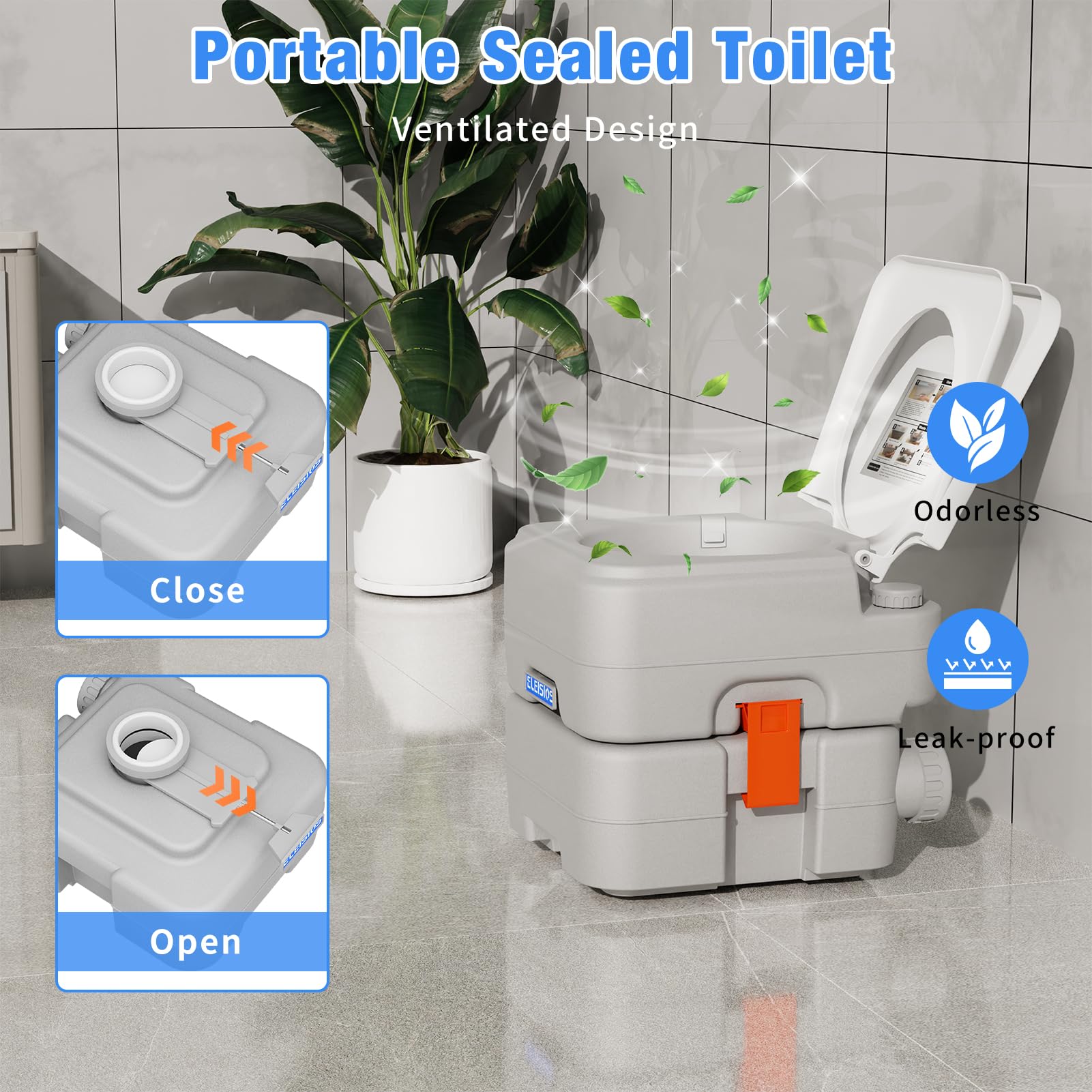 5.8 Gallon Portable Camping Toilet with Anti-Leak Pump & Carry Bag - Lightweight RV Toilet for Travel, Boating, Outdoor Adventures & Emergency Preparedness | Perfect for Camping, Road Trips, Marine Use & Off-Grid Living