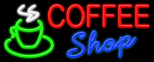 Vintage Coffee Shop Glass Neon Sign #11373 – Handcrafted in USA | Perfect for Café, Bar & Home Décor