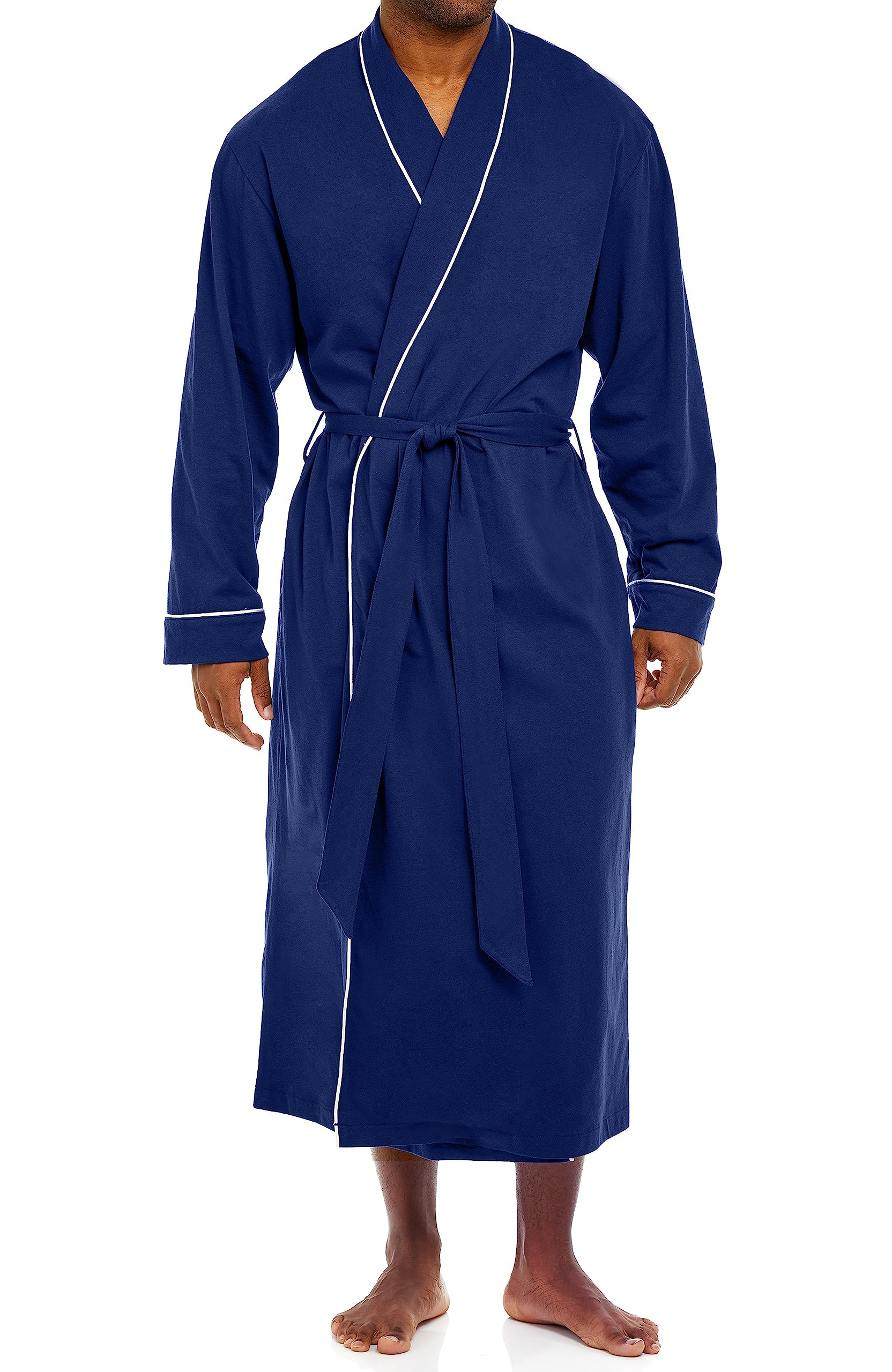 Alexander Del Rossa Men's Cotton Bathrobe with Pockets - Soft Lightweight Robe for Lounge, Spa & Home Relaxation