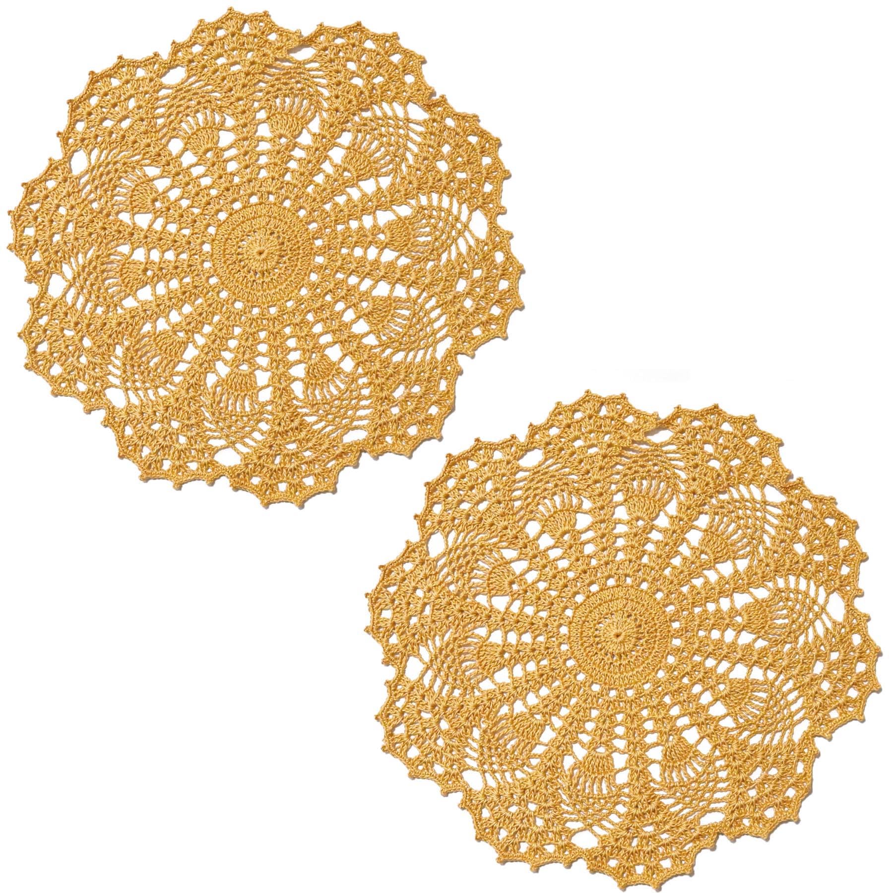 BIBITIME Handmade Crochet Lace Doilies - 11 to 12 Inch Round Coasters & Placemats for Rustic Table Decor (Pack of 2, Champagne) | Perfect for Kitchen, Dining Room, Party Dressers & Vintage Home Decor