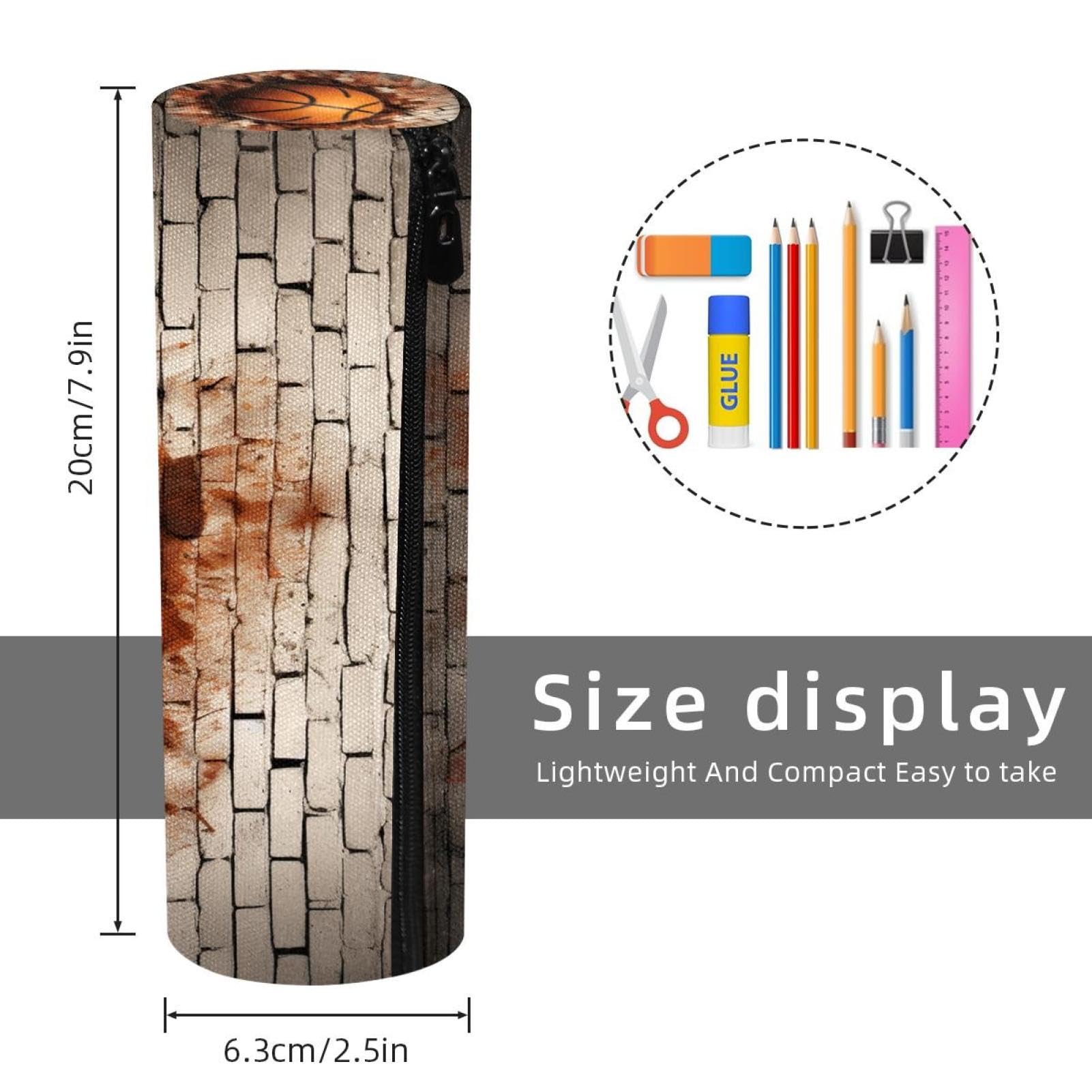 Basketball-Themed 3D Pattern Pencil Pouch - Small Pen Case for School, Office & Travel - Organize Pens, Pencils & Stationery in Style