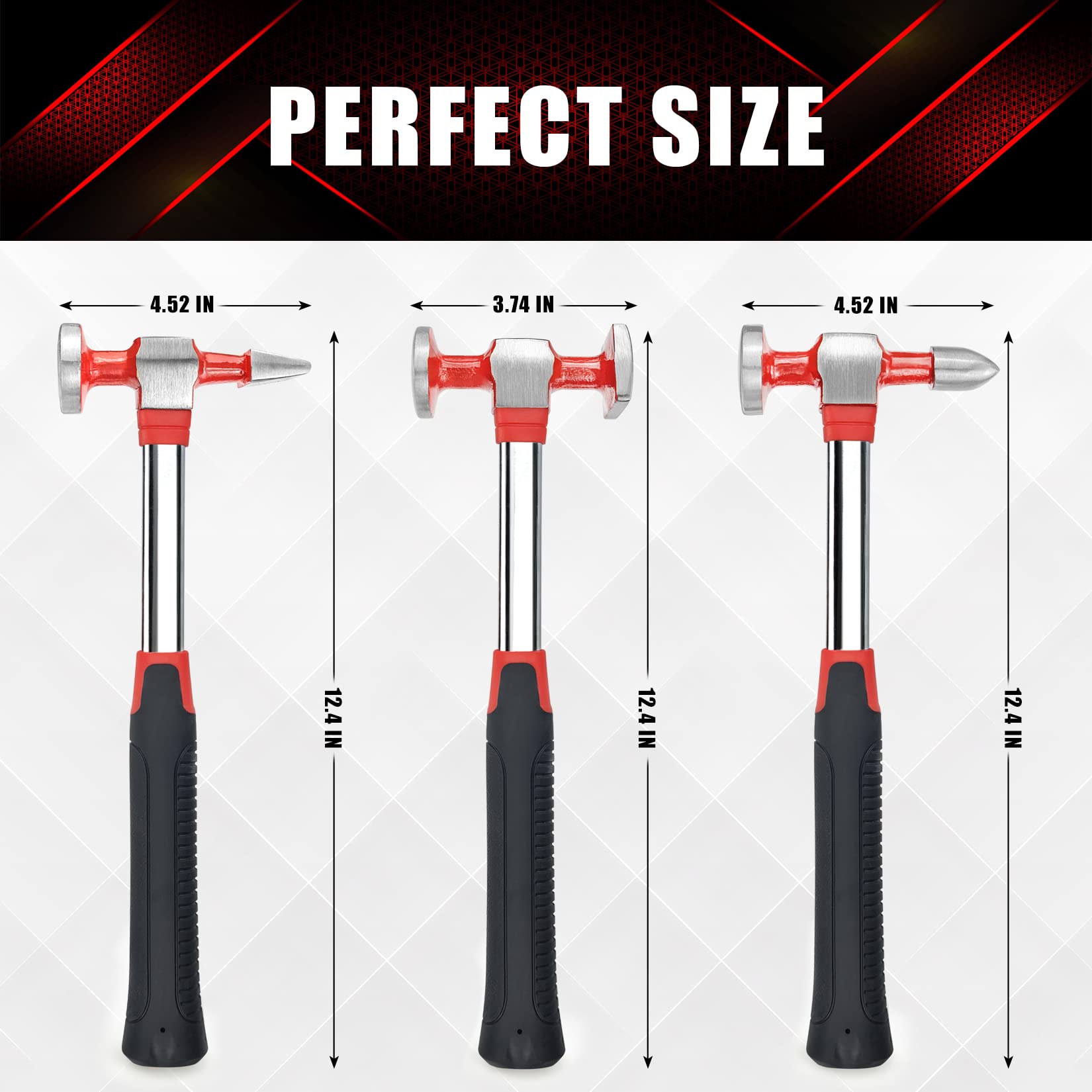 7Pcs Auto Body Repair Tool Hammer Dolly Set - Carbon Steel Car Dent Repair Kit for Fender & Body Panels | Professional Automotive Repair Tools for DIY & Mechanics | Perfect for Garage, Collision Shop & Home Use