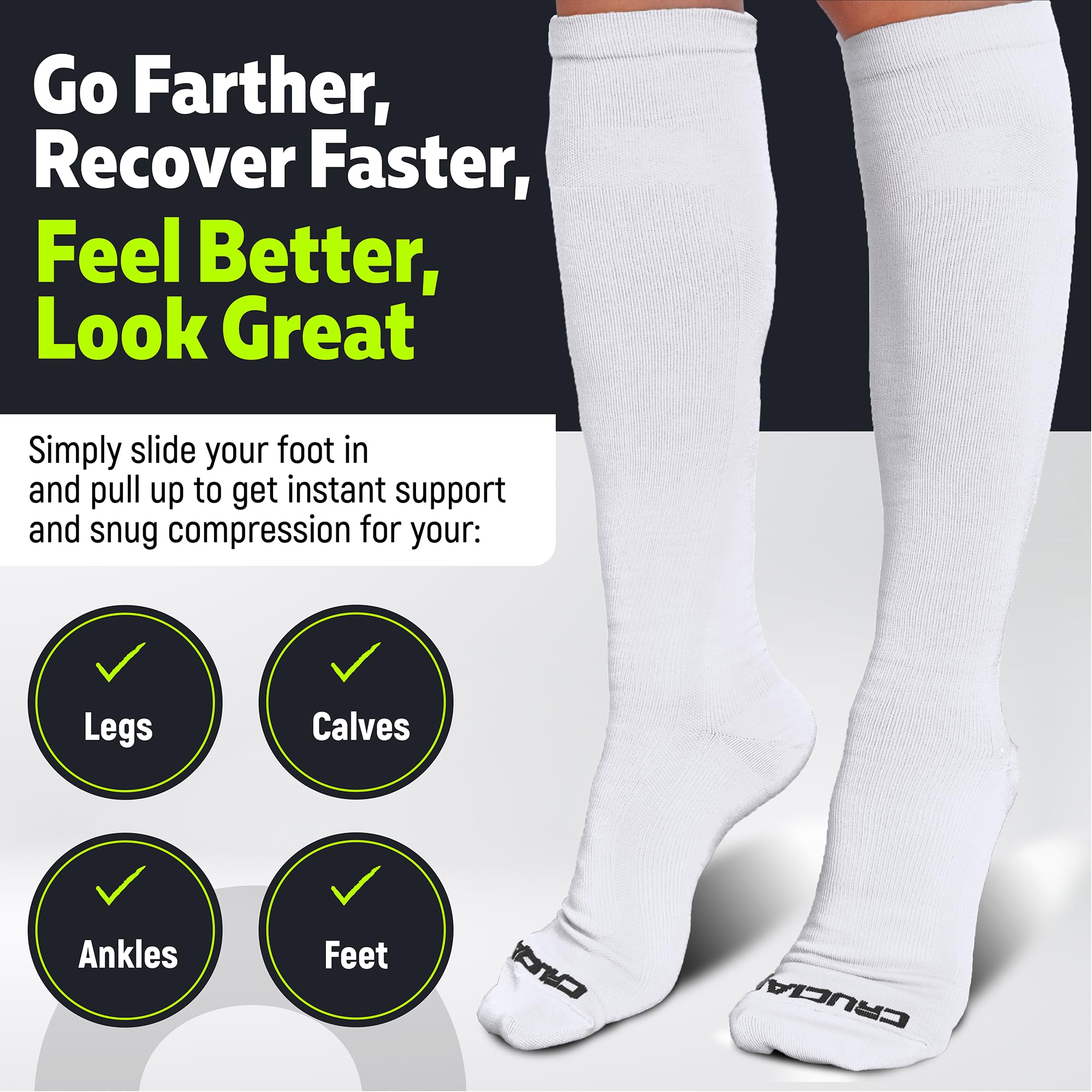 Best Crucial Compression Socks for Men & Women (20-30mmHg) - Running, Athletic, Travel, Nursing & Varicose Vein Relief - Perfect for Sports, Work & Long Flights