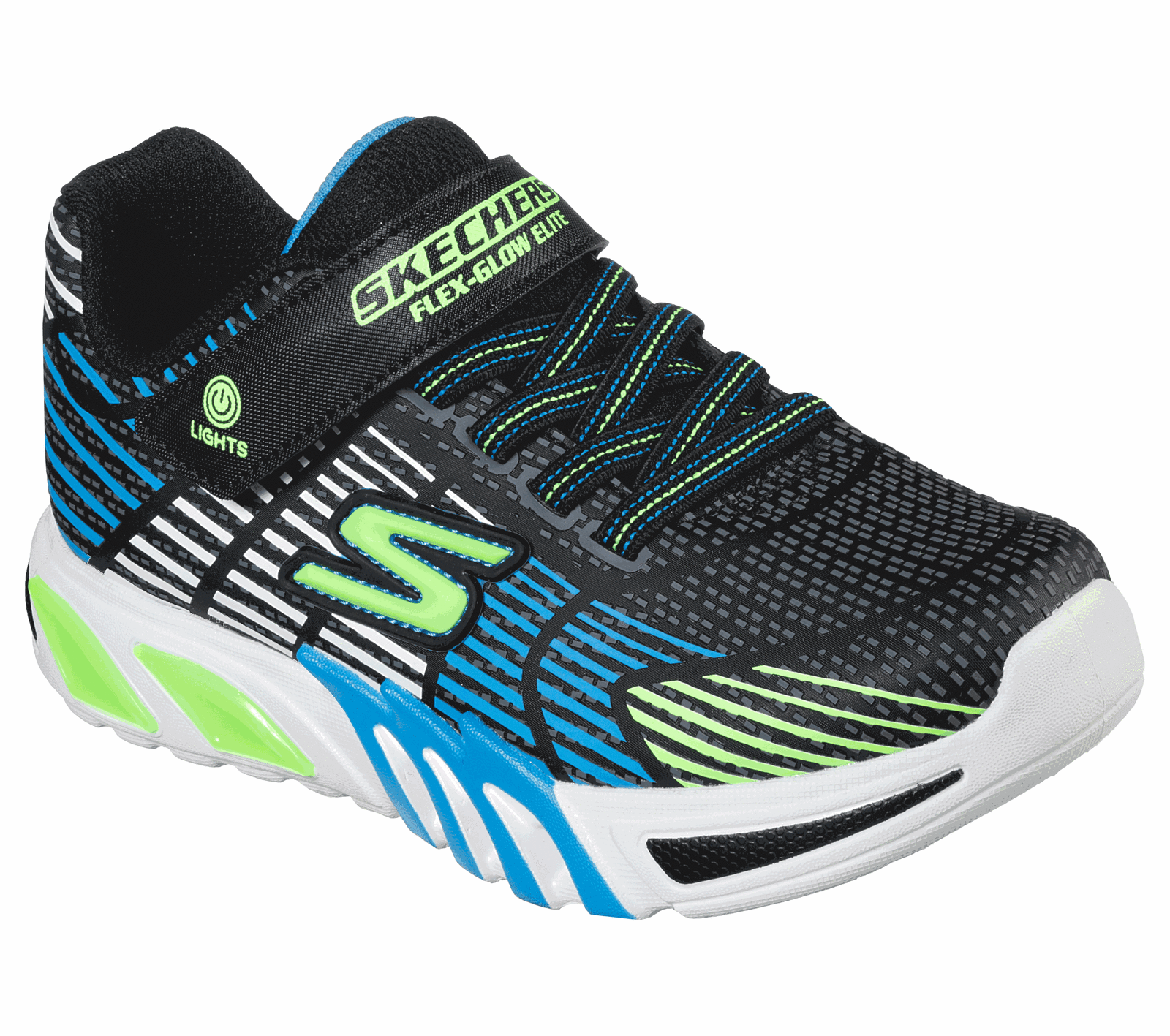 Skechers Kids' Lights Flex Glow Elite Sneakers - Black/Lime Multi S - Comfortable Light-Up Shoes for Boys & Girls - Perfect for Running, Playground & School Activities