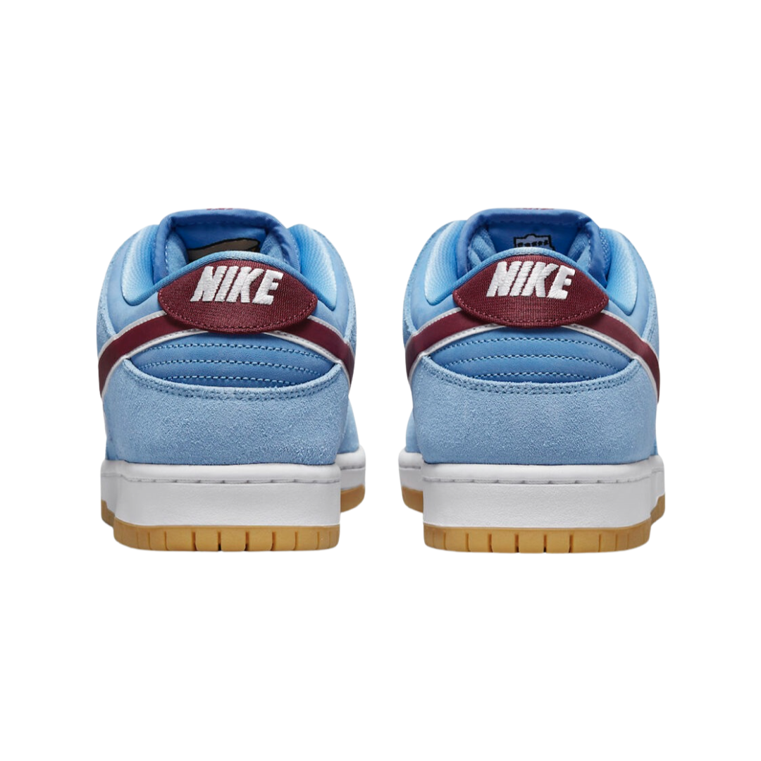 Nike SB Dunk Low Sneakers - Valor Blue, Team Maroon & White Gum Sole | Men's Skateboarding Shoes for Casual Wear & Street Style