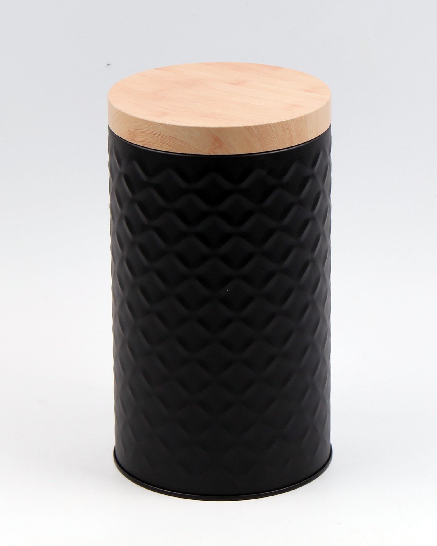 Vintage Black Tin Canister with Wooden Lid - Airtight Storage for Coffee, Tea, Sugar & Spices - Perfect for Kitchen Pantry Organization & Rustic Home Decor