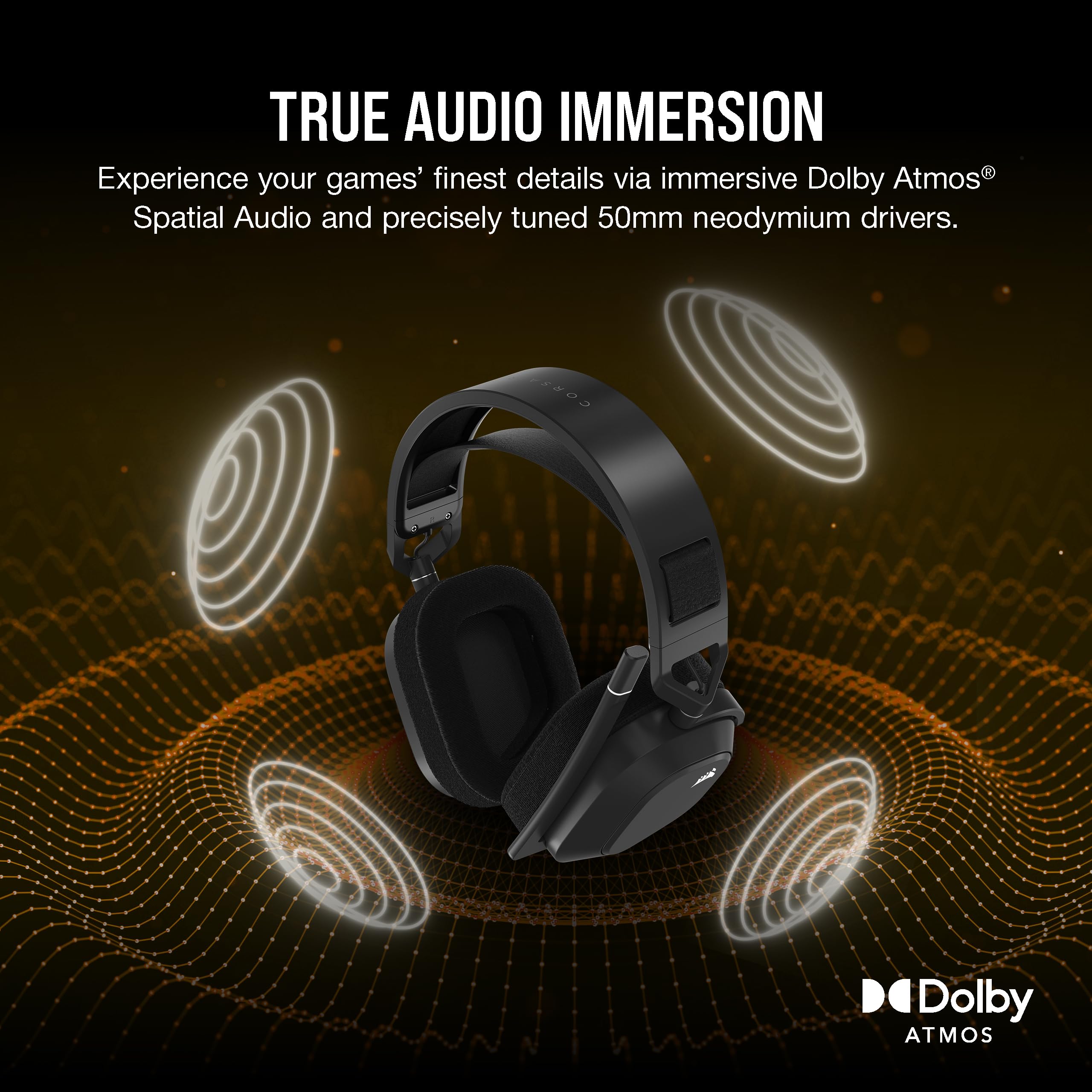 Corsair HS80 MAX Wireless Gaming Headset with Bluetooth – Dolby Atmos – Broadcast Mic – Multiplatform (PC, Mac, PS5, PS4, Mobile) – iCUE Compatible – Steel Gray – Perfect for Streaming, Competitive Gaming & Home Office Use