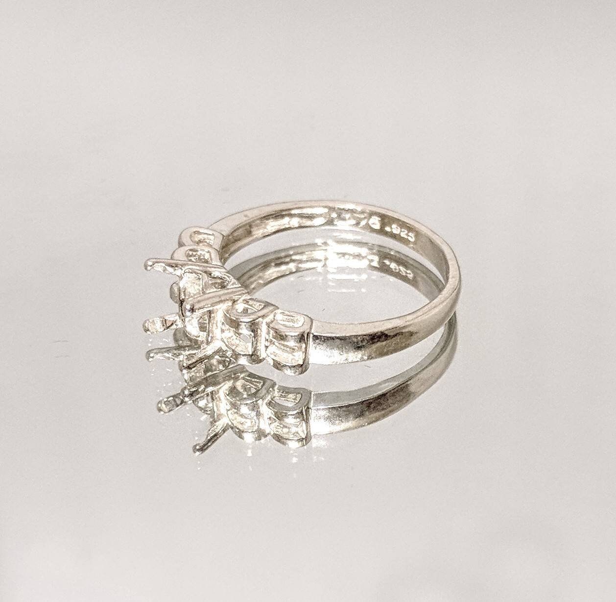 8x6mm Oval Trellis Shank Sterling Silver or 14K Gold Ladies Ring Setting - Size 7 (163829/143829) - Perfect for Engagement Rings, Wedding Bands & Jewelry Making