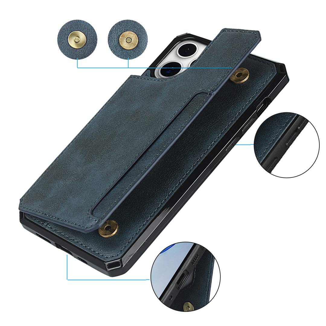 Premium Leather Wallet Case for iPhone 12/12 Pro - Shockproof Protective Cover with Card Holder, Stand & Wrist Strap - Ideal for Men & Women - Perfect for Travel, Work & Everyday Use (Black)