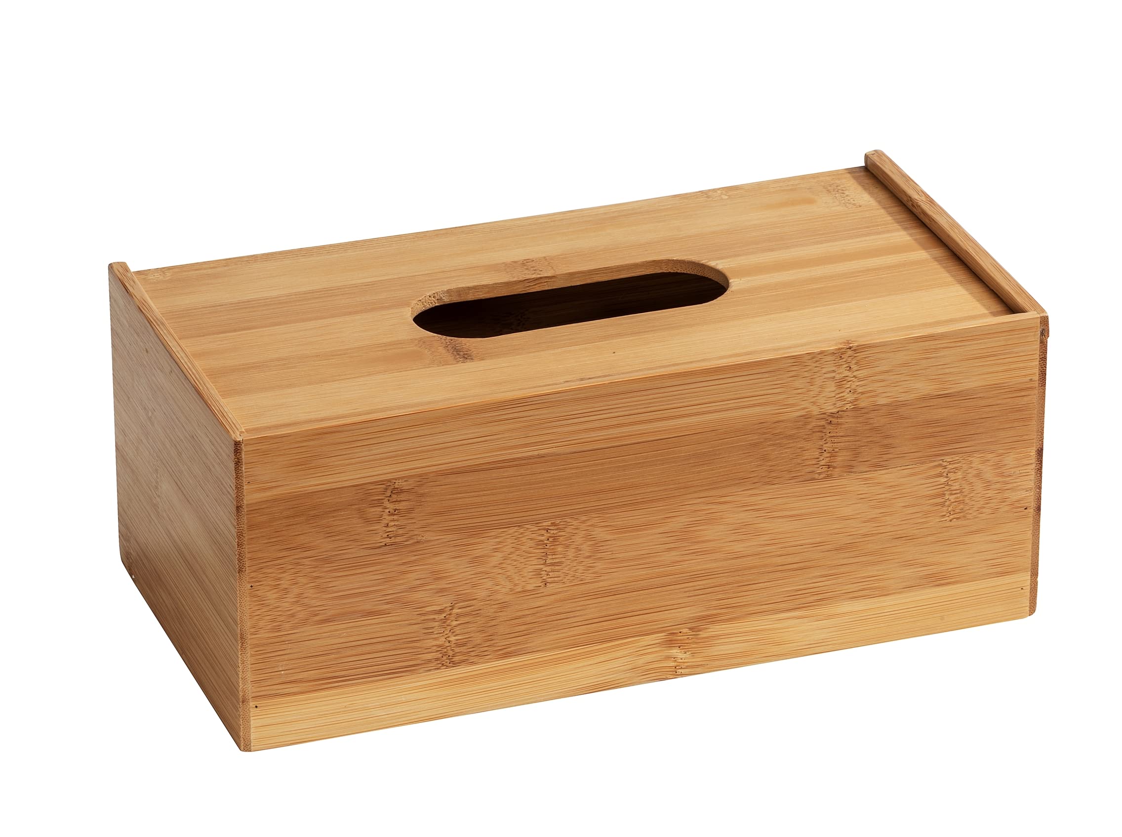 Wenko Terra Bamboo Organizer Box with 3 Compartments - Natural Bathroom Storage Basket with Lid for Makeup, Jewelry & Small Items | Eco-Friendly Home Organization