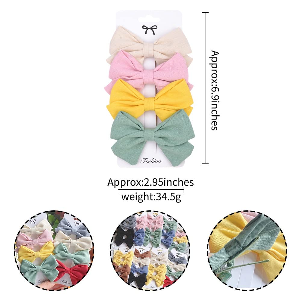 KEYVOR 4Pcs Cute Bowknot Hair Clips for Girls - Handmade Solid Hair Barrettes, Headbands & Hair Accessories (Size 7) - Perfect for School, Parties & Everyday Hairstyles