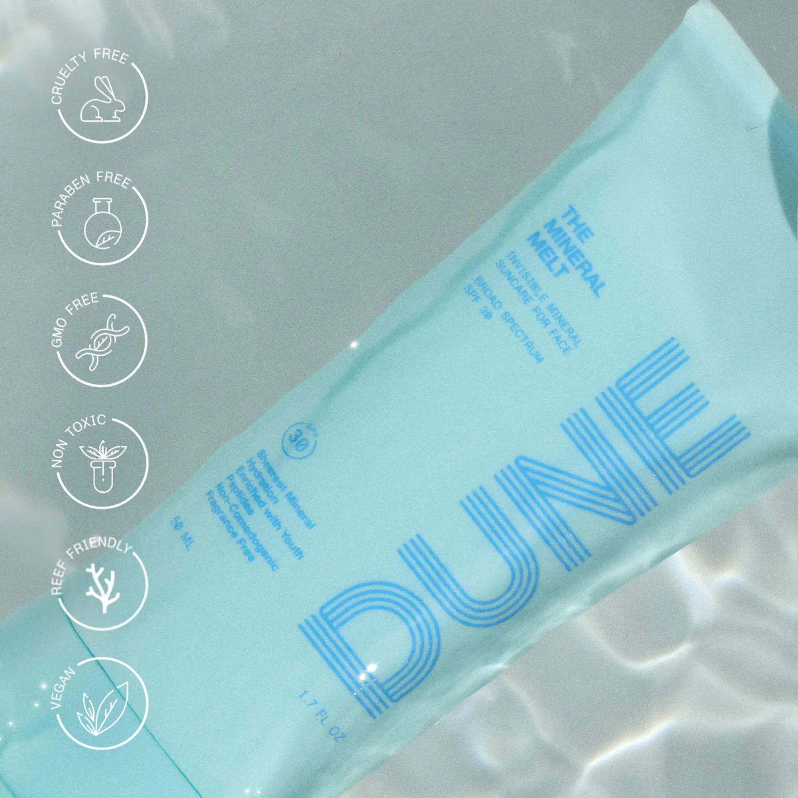 Dune Suncare The Mineral Melt SPF 30 Sunscreen - 1.7 Fl Oz, Fragrance Free, Broad Spectrum Protection for Face & Body - Perfect for Beach, Swimming & Outdoor Activities