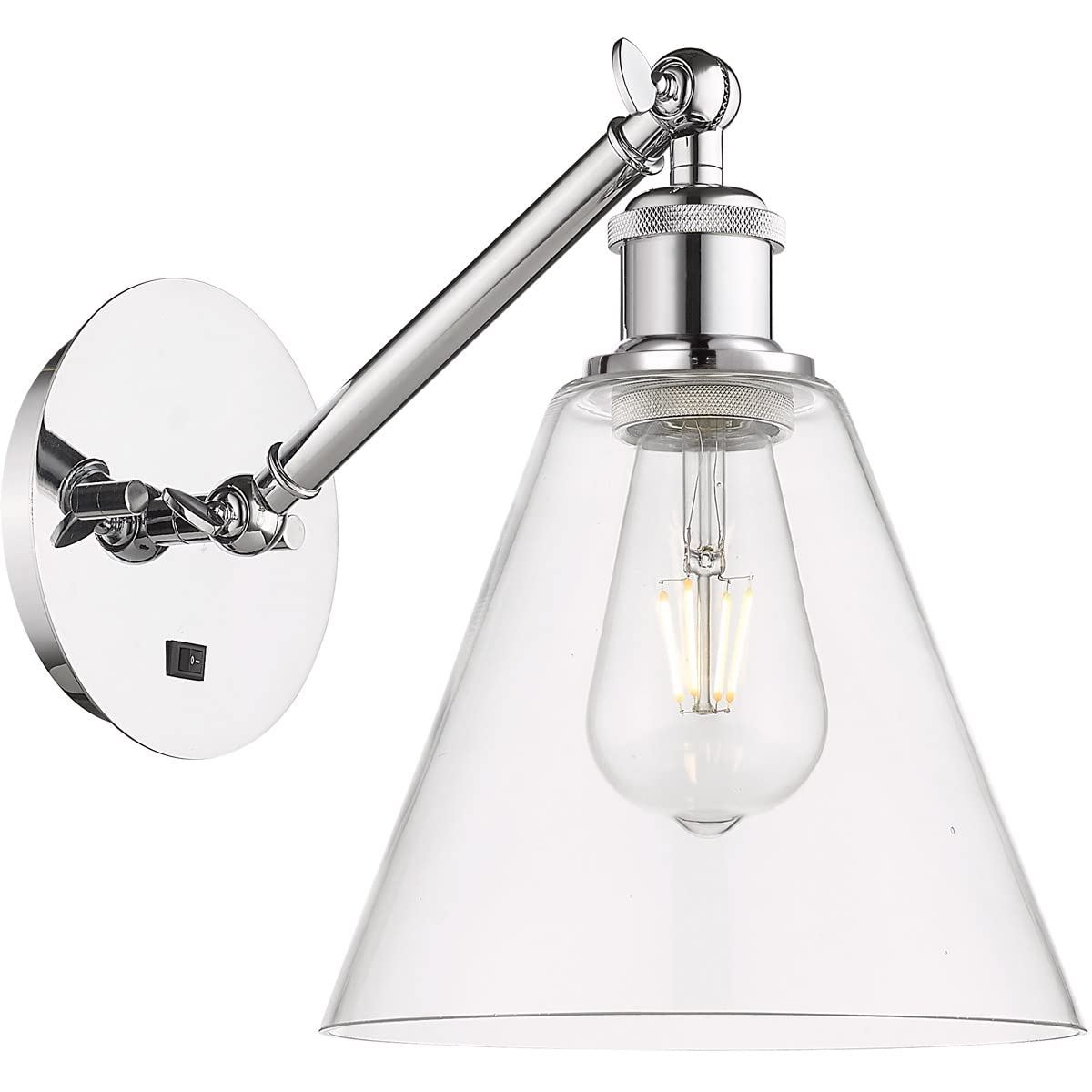 Industrial Style 1-Light Wall Sconce with Clear Glass Shade - 12.38