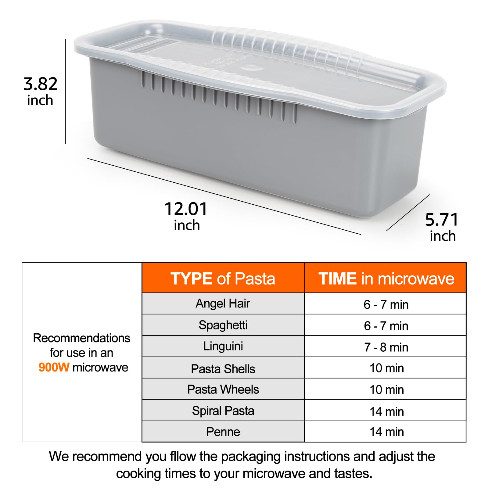 Microwave Pasta Maker Steamer with Straining Lid - Quick 10-15 Minute Spaghetti Cooker - Perfect for Dorms, Offices & College Kitchens - Easy Microwave Meal Prep for Busy Students & Professionals
