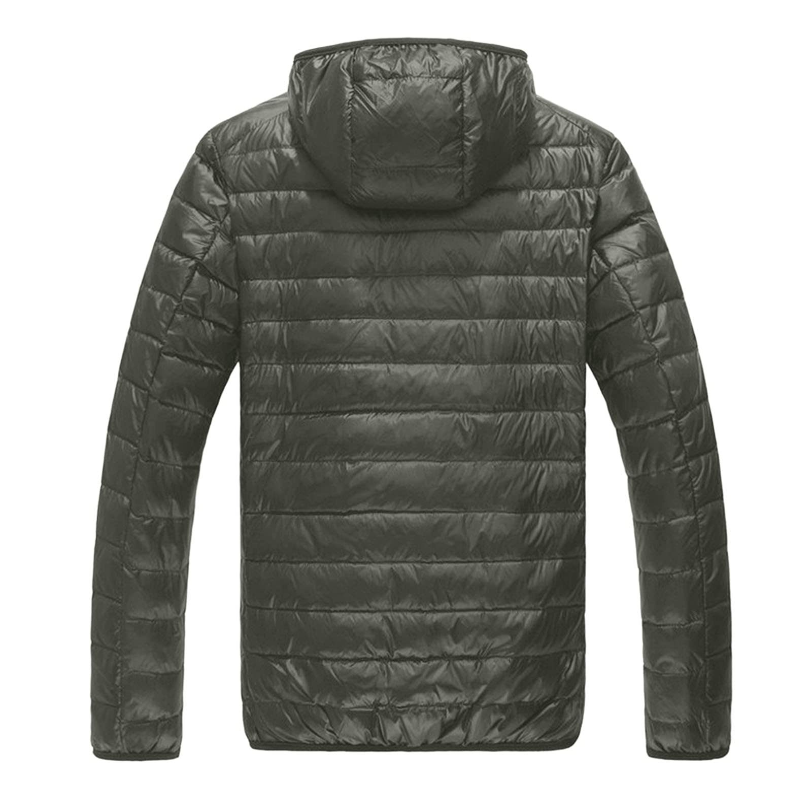 Men's Winter Solid Hooded Down Jacket - Lightweight Warm Puffer Coat with Zipper for Casual Outwear | Perfect for Snowboarding, Skiing & Cold Weather Activities