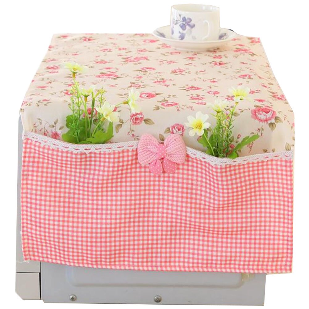Country Style Microwave Oven Dust Cover - Pink Protective Cover for Kitchen Appliances | Perfect for Small Kitchens, Dorms & RVs