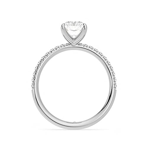 1.50 Carat 8x6mm Radiant Cut Solitaire Moissanite Engagement Ring in 14K Gold with Accent Stones for Women - D-VVS1 Clarity, Sparkling Wedding & Proposal Jewelry Gift for Her