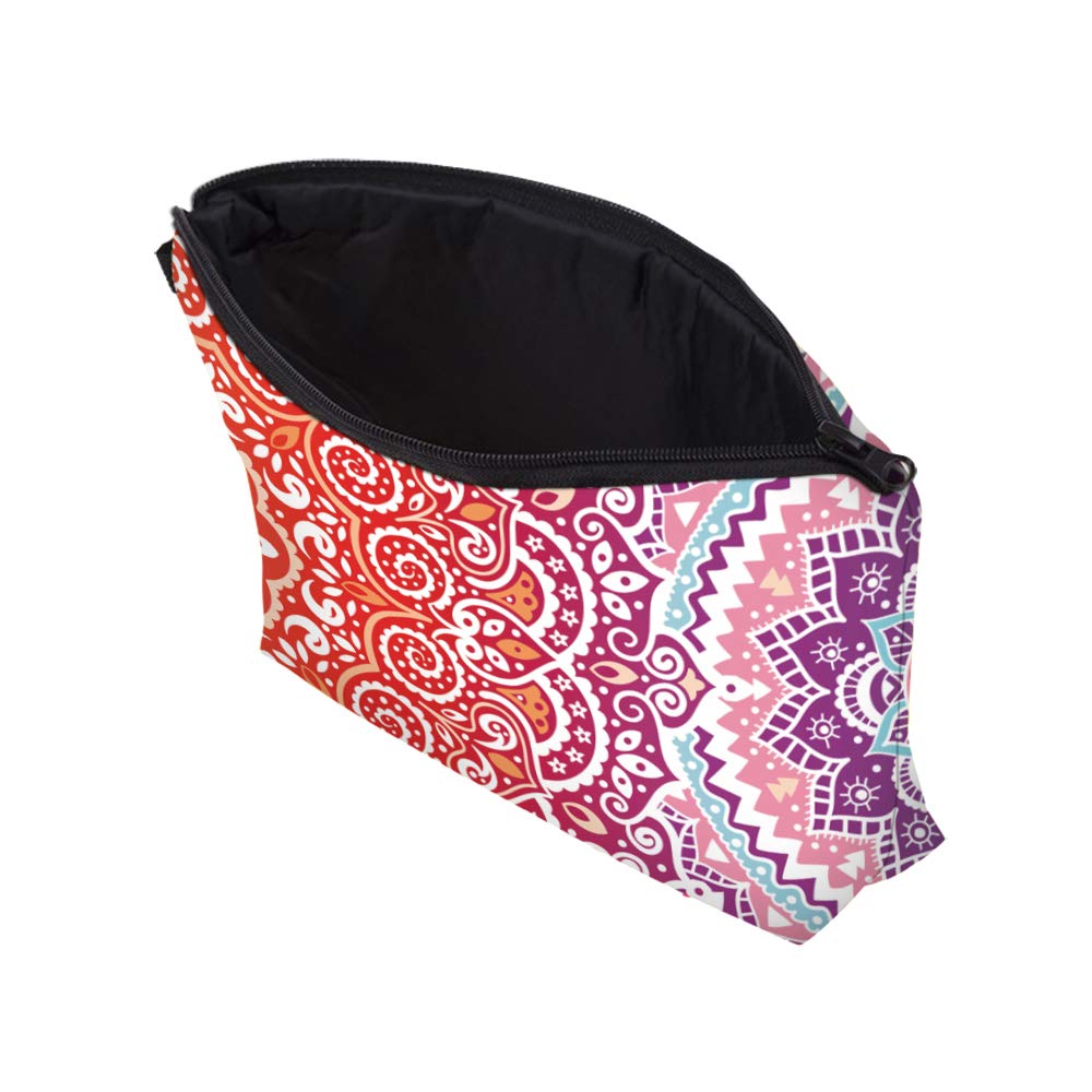 Deanfun Waterproof Cosmetic Bag for Women - Mandala Flower Makeup Pouch, Roomy Travel Toiletry Organizer, Perfect Gift for Her | Ideal for Travel, Gym, and Daily Use (51391)