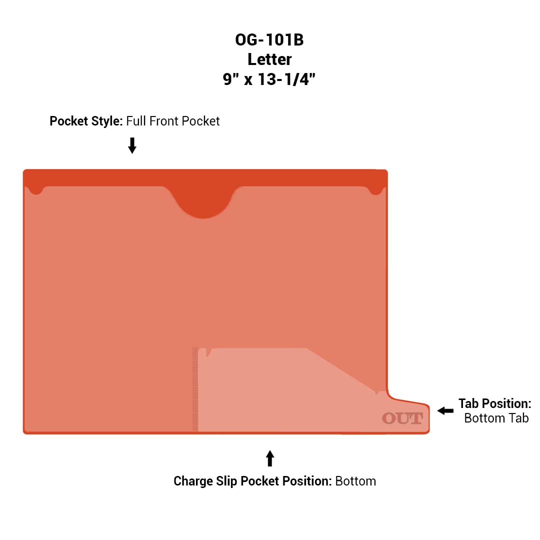Doctor Stuff - Small Bottom Tab Vinyl Outguides with Full Front Pocket & Bottom Charge Out Slip | Letter Size 9