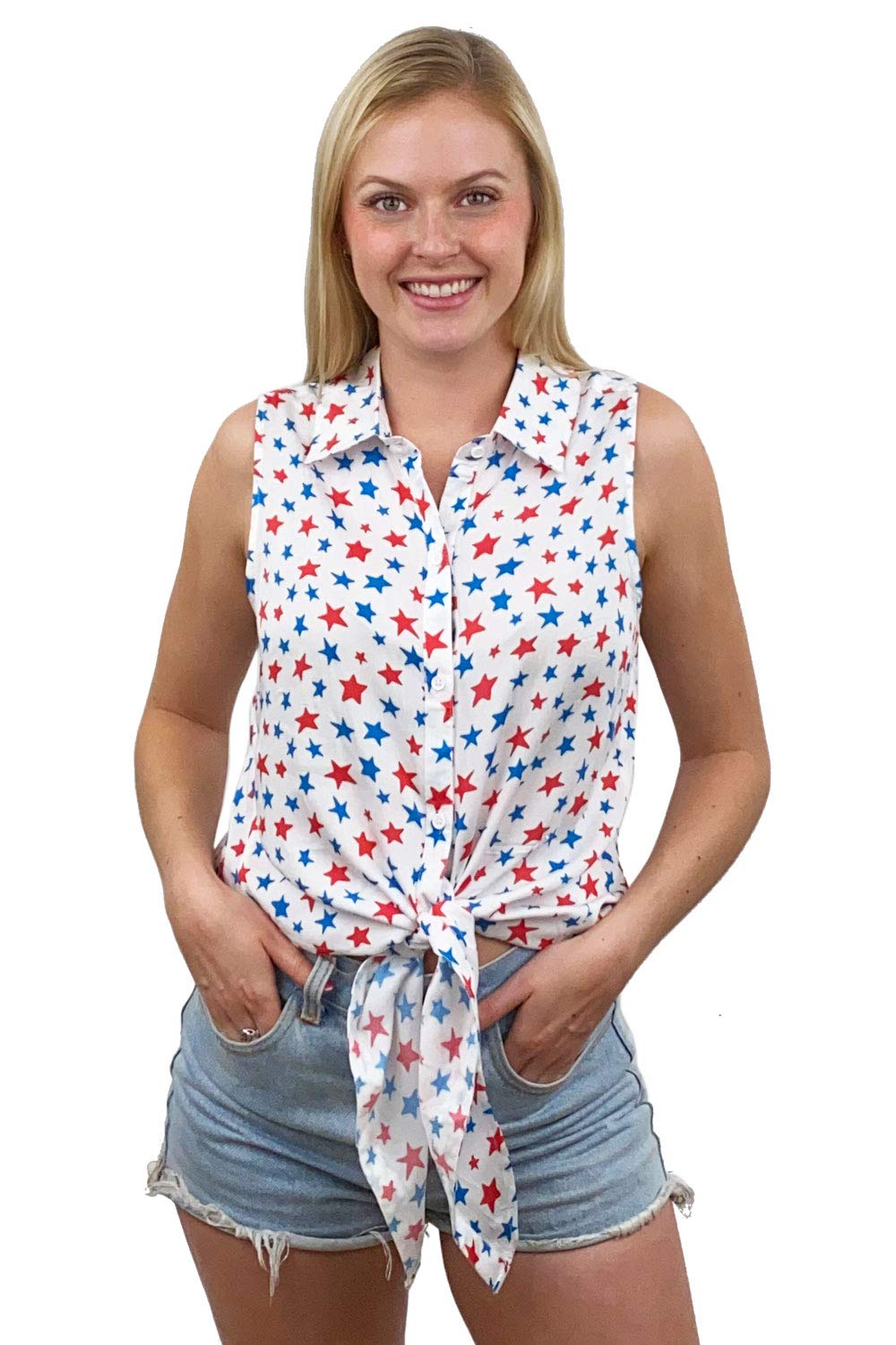 Patriotic 4th of July Shirts for Women | American Flag Button Down Tops by Tipsy Elves - Perfect for BBQ Parties, Independence Day Celebrations & Summer Festivals