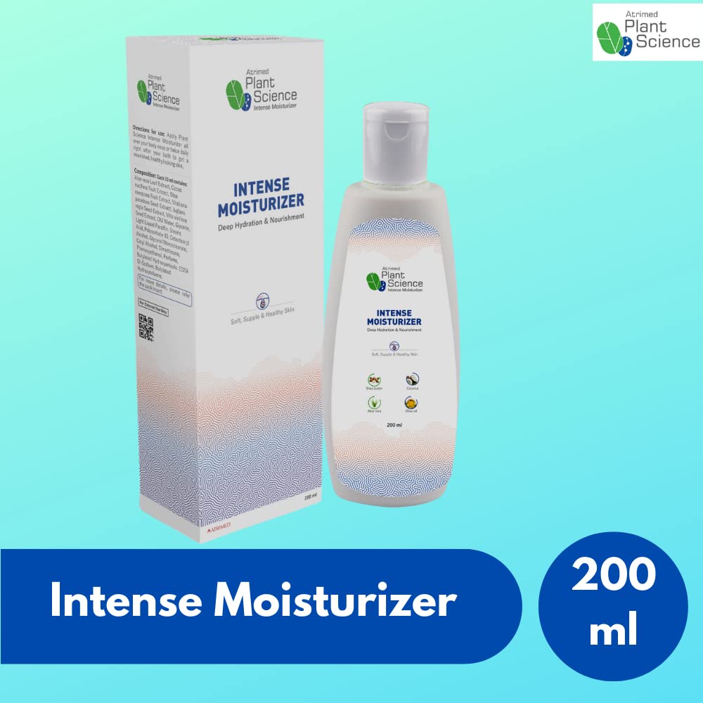 Atrimed Plant Science Intense Moisturizer Cream - 200ml with Shea Butter, Coconut Oil, Aloe Vera & Olive Oil for Soft, Supple & Healthy Skin - Daily Hydration for Dry, Sensitive Skin & Anti-Aging Care